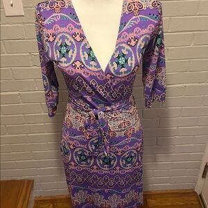 Vibrant Purple and Pink Long Sleeve Dress